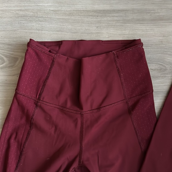 Lululemon Burgundy Leggings with Polka dot mesh - Picture 3 of 9